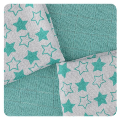 XKKO BMB Bambuswindeln 30x30 - Little Stars Turquoise MIX 9er Pack