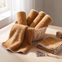 BIO baumwollefrotteetücher XKKO Organic 21x21 - Honey Mustard 6er Pack