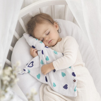 XKKO BMB Bambus-Schnuffeltuch - Ocean Blue Hearts