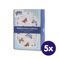 XKKO Organic Bio-Baumwolle Windel 120x120 - Butterflies 5x1er Pack (GH Packung)