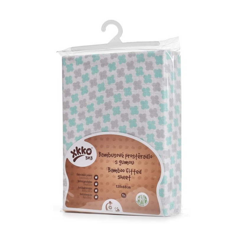 XKKO BMB 120x60 Babymatratzen Spannbezug - Mint Cross 5x1 St. (GH Packung)