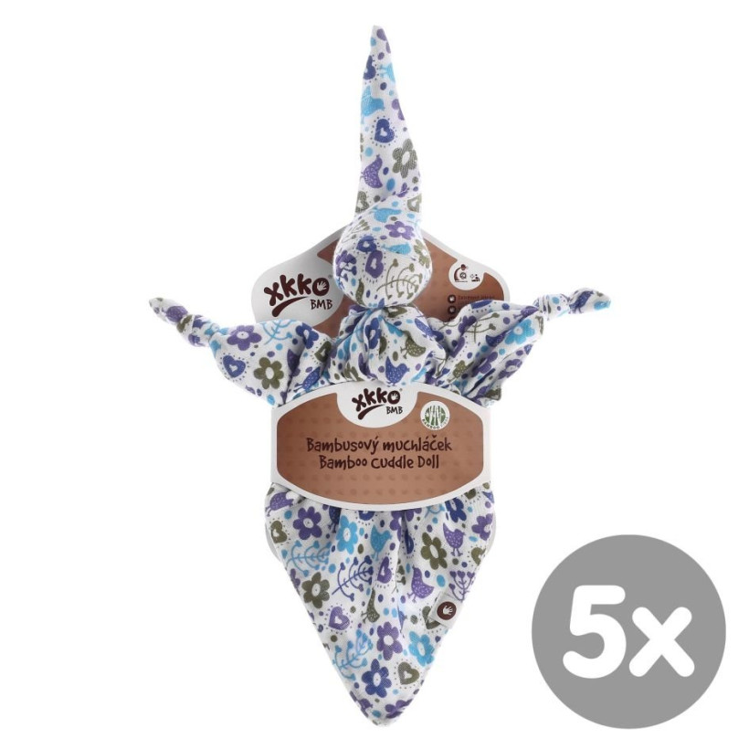 XKKO BMB Bambus-Schnuffeltuch - Flowers&Birds Boys 5x1St. (GH Packung)