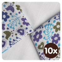 XKKO BMB Bambuswindeln 30x30 - Flowers&Birds Boys MIX 10x9er Pack (GH packung)