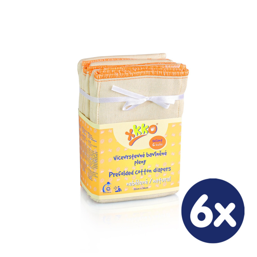 XKKO Classic Faltwindeln (4/8/4) - Infant Natural 6x6er Pack (GH Packung)