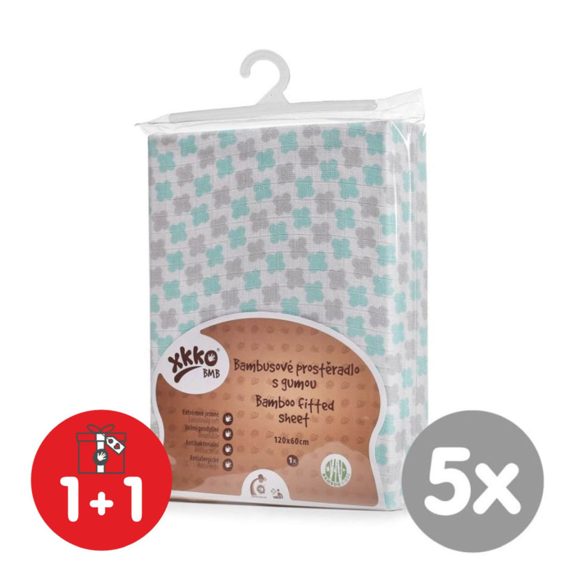 XKKO BMB 120x60 Babymatratzen Spannbezug - Mint Cross 5x1 St. (GH Packung)