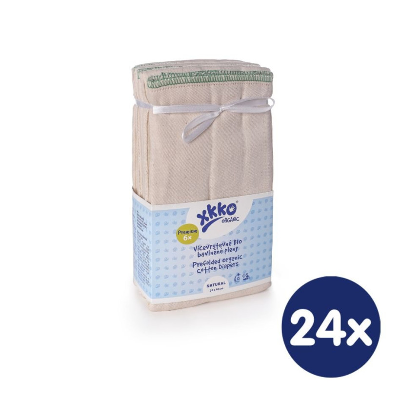 XKKO Organic Faltwindeln (4/8/4) - Premium Natural 24x6er Pack (GH Packung)