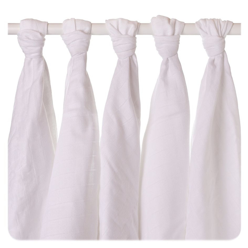 BIO-Baumwolle Windeln XKKO Organic 70x70 Old Times -  White 5er Pack