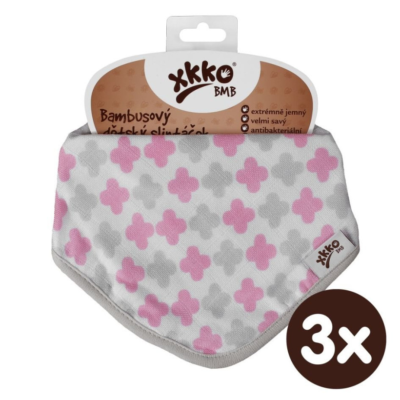 Kinderschal XKKO BMB - Scandinavian Baby Pink Cross 3x1 St. (GH packung)