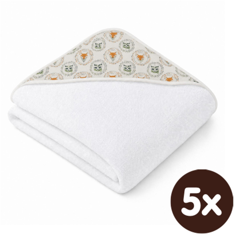 Bambusfrotteebadetuch mit Kapuze XKKO BMB 90x90 - Fox&Raccoon 5x1St. (GH Packung)