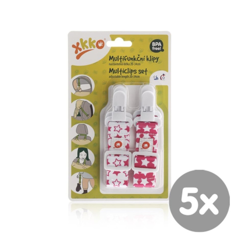XKKO Multifunktionsclips - Little Stars Magenta MIX 5x2 St. (GH pack)