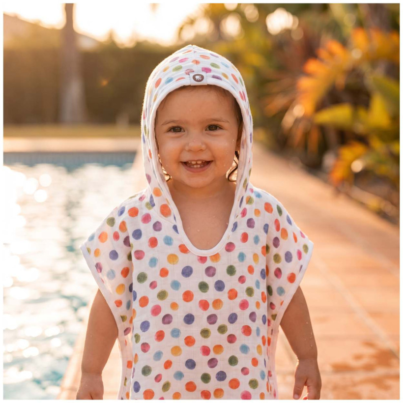 Bambus-Poncho XKKO BMB Digi - Watercolour Polka Dots
