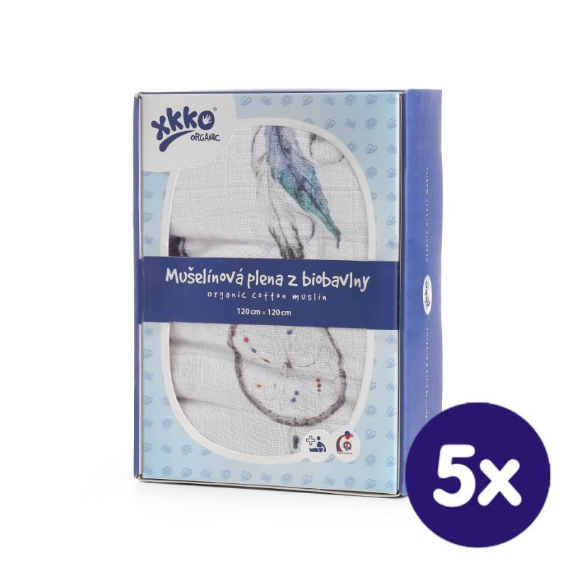XKKO Organic Bio-Baumwolle Windel 120x120 - Dream Catcher 5x1er Pack (GH Packung)