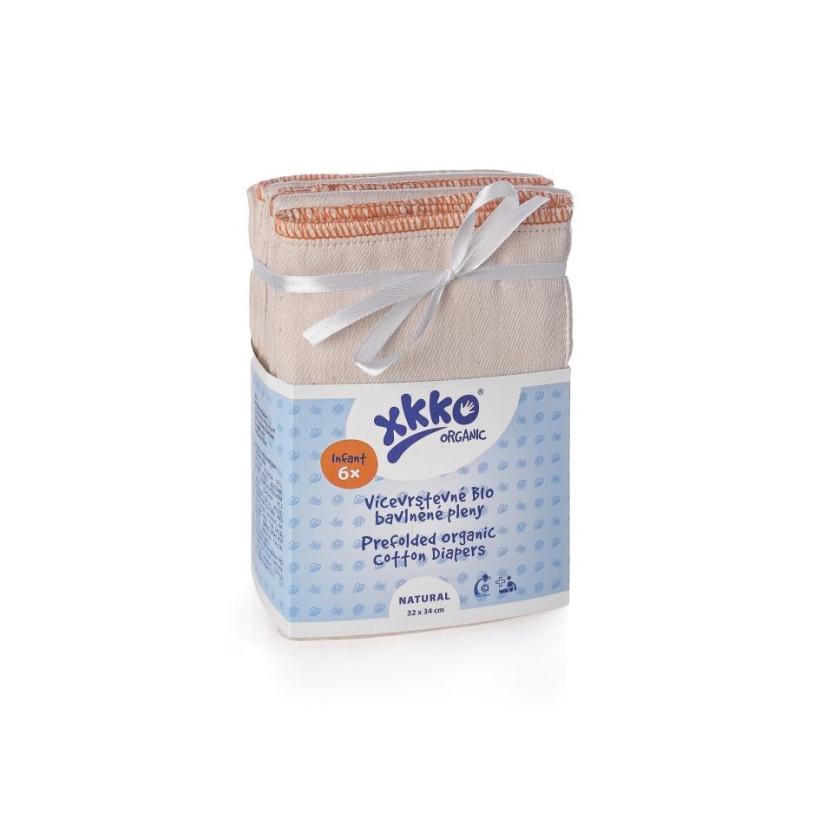 XKKO Organic Faltwindeln (4/8/4) - Infant Natural 6x6er Pack (GH Packung)