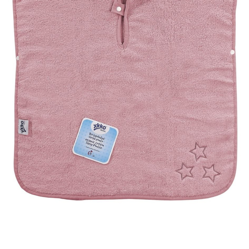 BIO Baumwollefrotteeponcho XKKO Organic - Baby Pink Stars 1St.