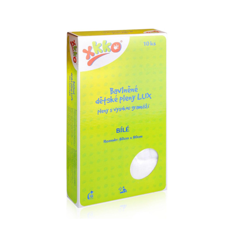 Baumwollwindeln XKKO LUX 80x80 - White 20x10er Pack (GH Packung)