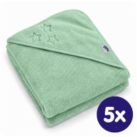 BIO Baumwollefrotteebadetuch mit Kapuze XKKO Organic 90x90 - Mint Stars 5x1St. (GH pack.)