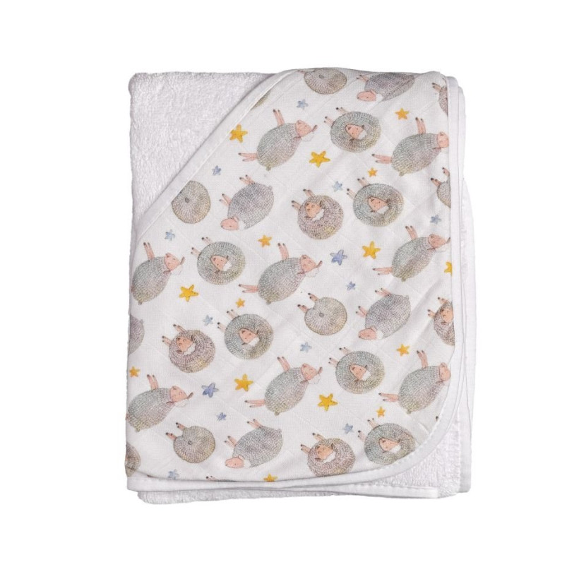 Bambusfrotteebadetuch mit Kapuze XKKO BMB 90x90 - Dreamy Sheeps 5x1St. (GH Packung)